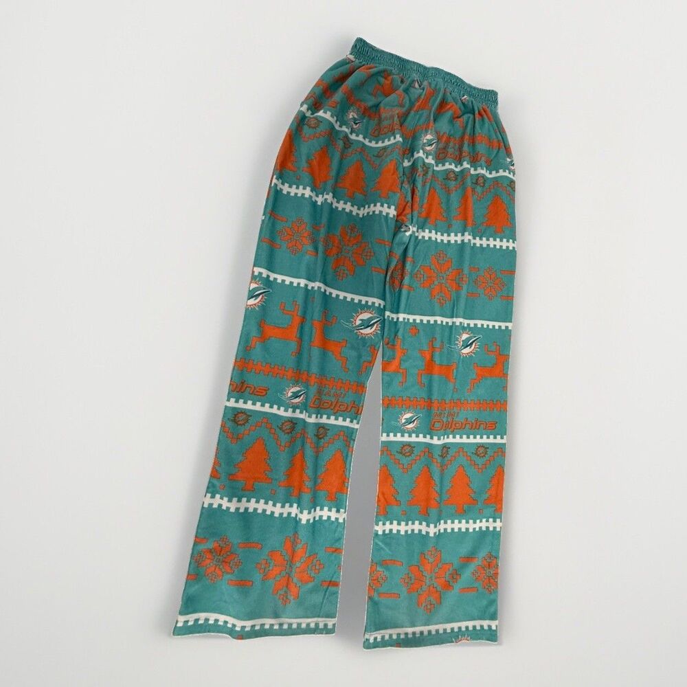 NFL Team Apparel Miami Dolphins Holiday Ugly Christmas Fair Isle Pajama Pants S